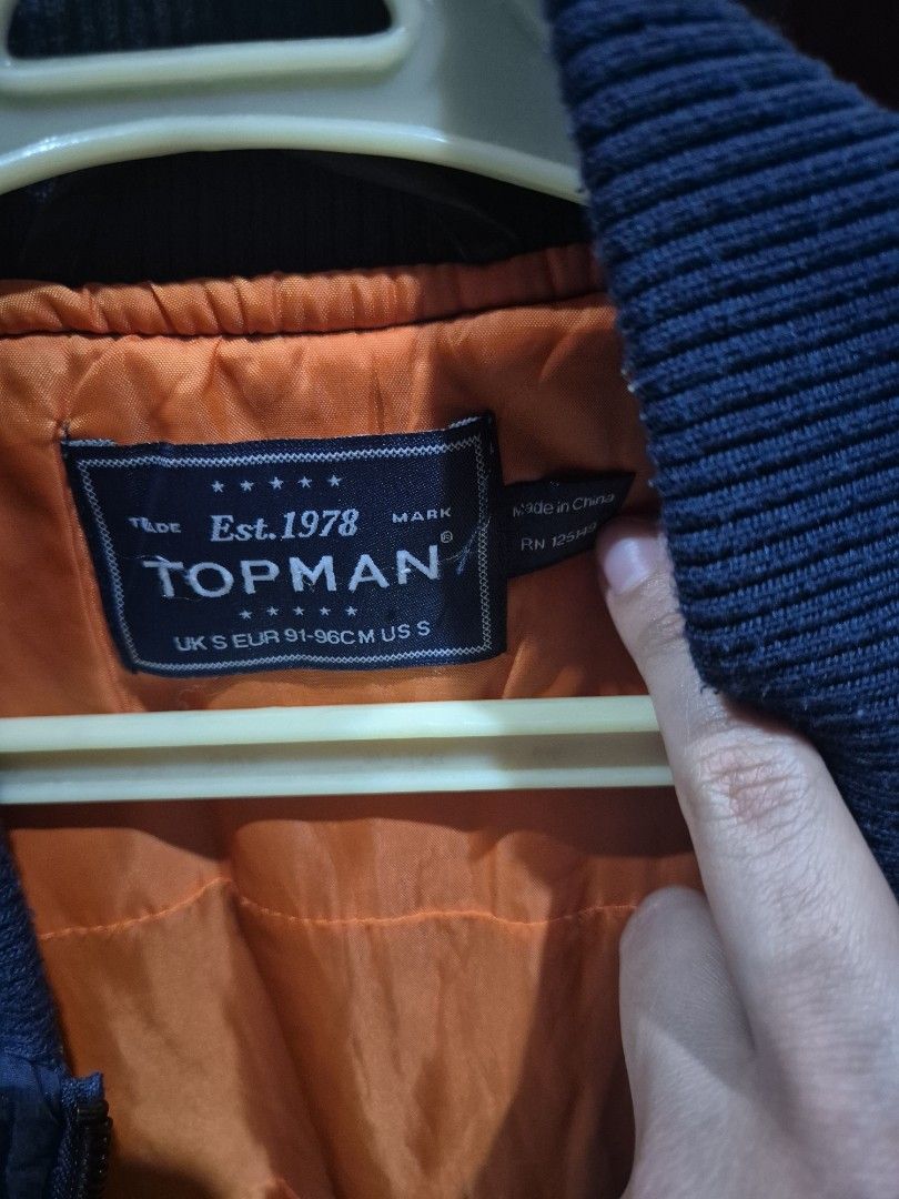 Topman Bomber Jacket (Category: Coats, Jackets and Outerwear) located in Manila. Submitted by vanarse (Listing ID 1383977863, Image 2). Description: original topman bomber jacket Small size.