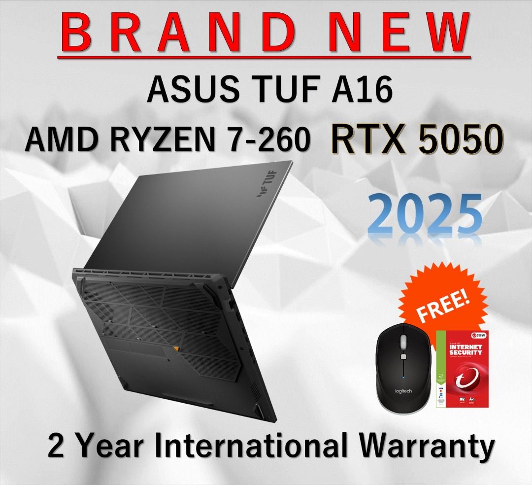 (READY STOCK) 2025 ASUS TUF A16 ( AMD Ryzen 7-260, RTX 5050 , 16GB DDR5 RAM, 16-inch FHD+ WUXGA 165Hz IPS Screen, 512GB SSD, Windows 11 Home ) Gaming Laptop Notebook For Students & Creators63226707376003113