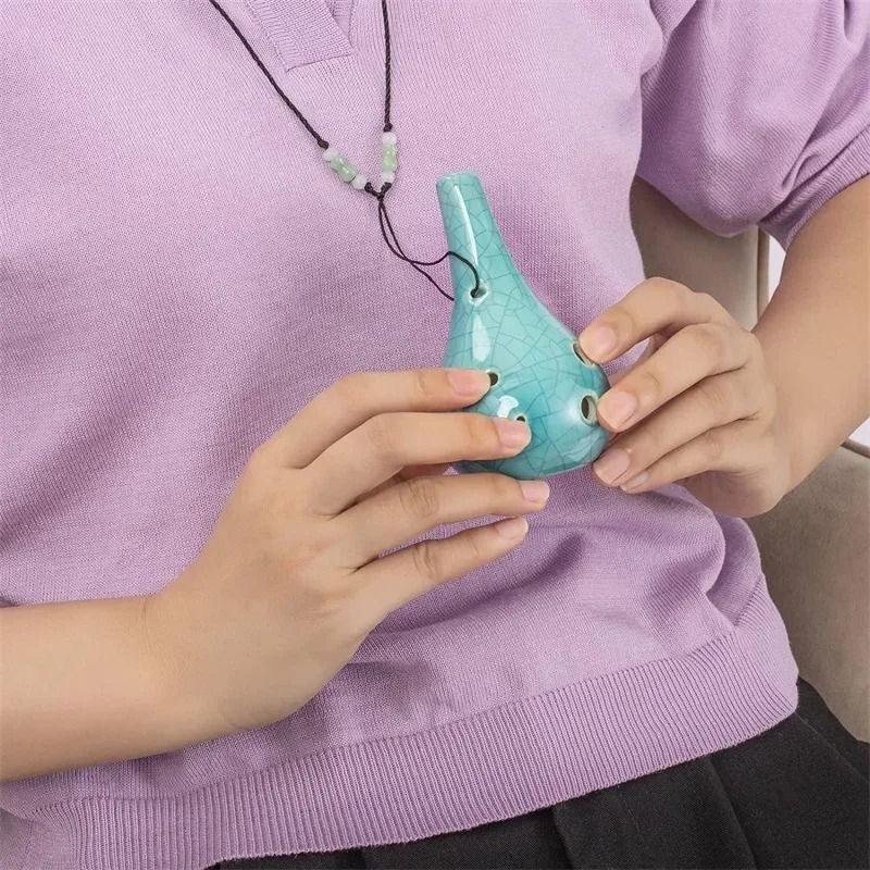 6 Holes Alto Tone C Ocarina Flute Fission Style Ceramic Black Pottery ...