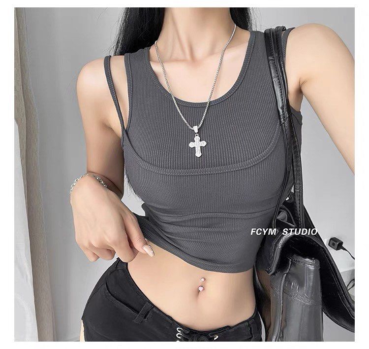 🖤 4 COLORS: y2k Double Layered Sleeveless Spag Tank Knit Top (Category: Sleeveless) located in Singapore. Submitted by nylirehswong (Listing ID 1378697013, Image 1). Description: NEW IN 🔥 Exclusively curated here! Blogshop inspired. Ft a sultry hypebeast streetstyle 2 layered spag cami top. Comfy ribbed cotton knit. Highly stretchable, non-sheer. Colours avail: 1. Classic black 2. Dark Grey 3. Sky blue 4. Classic white FREESIZE (fits XXXS-M): P