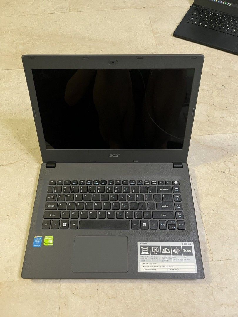 Acer Aspire E 14 (Category: Laptops & Notebooks) located in Singapore. Submitted by xthefallenkidx (Listing ID 1378725096, Image 1). Description: Acer E5-473G-55C2 Specs: • i5-5200U (2.2 - 2.7 GHz) • HD 5500 iGPU • Nvidia GeForce 920M (2GB) dGPU • 14” FHD screen Lost the charger, so selling as parts Unable to test, so DO NOT ASK "is it working?" Self-collect at Bukit Gombak MRT, once sold no refunds.