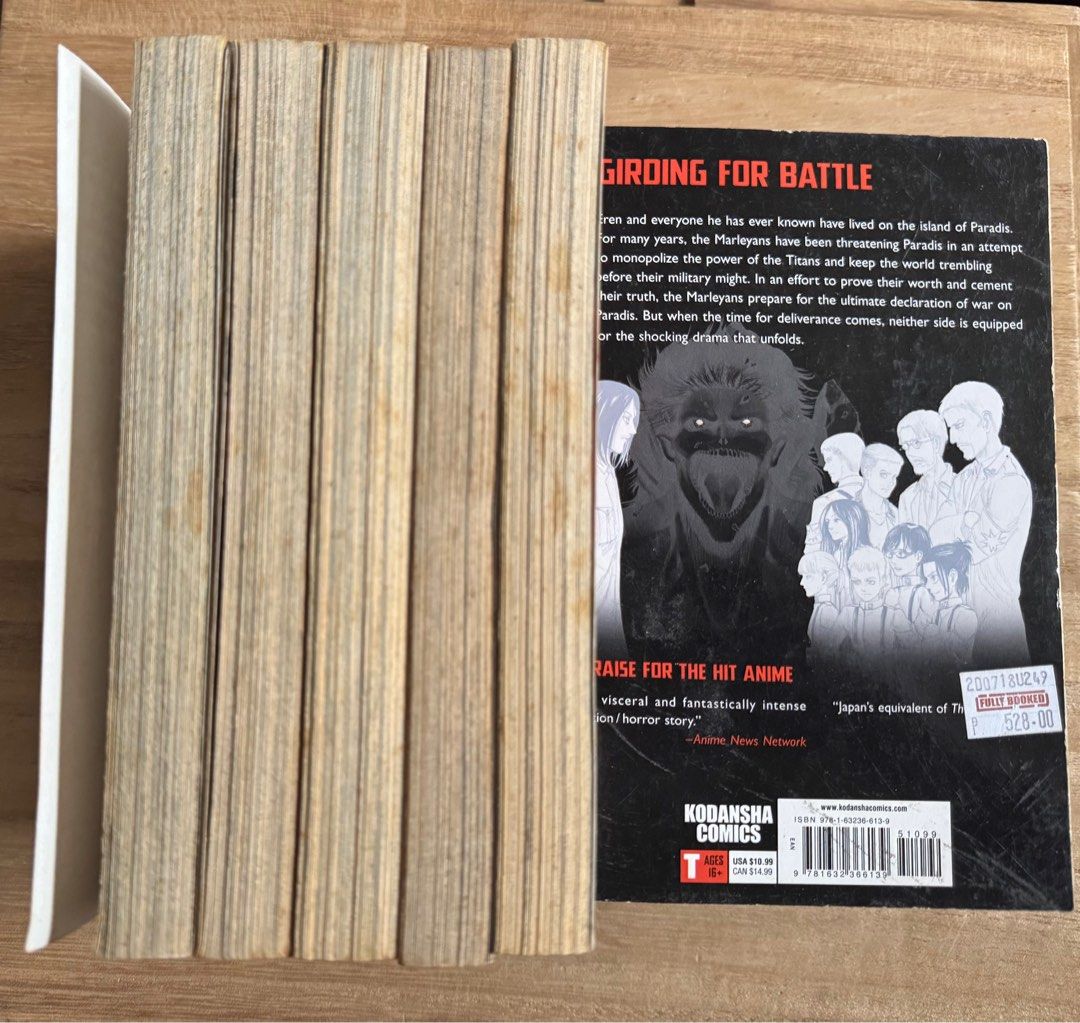 Attack on Titan (Category: Comics & Manga) located in San Pedro. Submitted by pageturner19 (Listing ID 1378693879, Image 2). Description: Books 1, 4, 8, 12,1 9 Foxing on the edges Price per book.