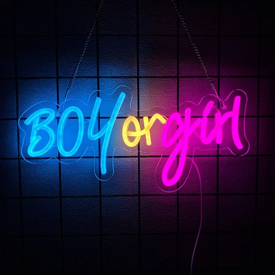 Boy Or Girl Neon Sign, Color Led Sex Revealing Letter Lamp, Used For  Bedroom, Shop, Shower Decor, Usb Powered With Switch.