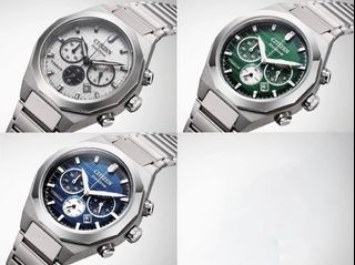 Citizen 星辰 Zenshin Senkei Chrono Super Titanium Green CA4691-59X , White CA4690-51A , Blue CA4691-59L  光動能男士太陽能計時鈦金屬腕錶64204783196546110