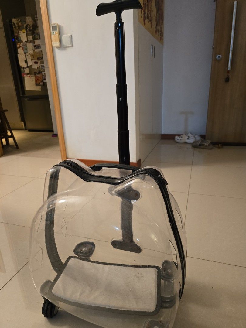Clear trolley with retractable Handle (Category: Homes & Other Pet Accessories) located in Singapore. Submitted by hancen99 (Listing ID 1378651630, Image 1). Description: - Good condition clear scooter - Black handle for easy steering - Transparent design for visibility .