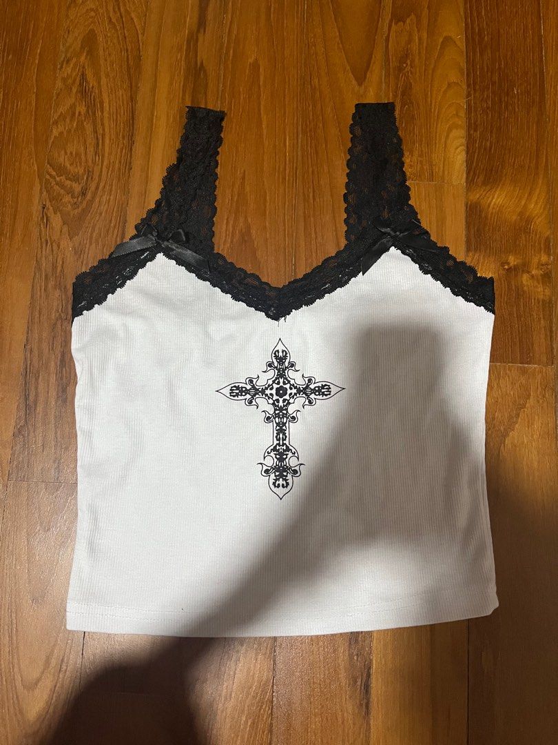 cross tank top y2k chrome hearts (Category: Sleeveless) located in Singapore. Submitted by cinnamor0ll (Listing ID 1378658134, Image 1). Description: Fits S-M.
