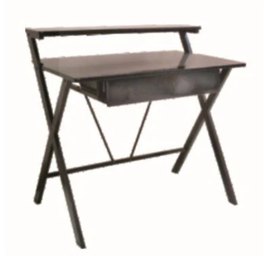 desktop table with drawer and top board (Category: Tables & Sets) located in Manila. Submitted by dos9quatro (Listing ID 1376497093, Image 1). Description: dark wood design, with drawer and top board. aesthetic X design on the side( not visible on photos) no other issues. see photos for exact measurements. rfs. buying a bigger one. price negotiable.