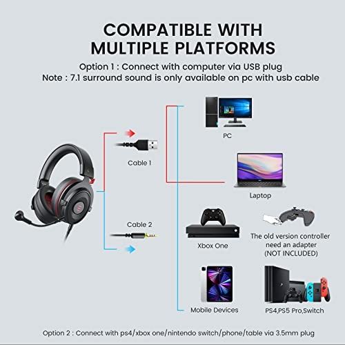 EMOSEN Gaming Headset - 7.1 Surround SoundEKSA E900Pro USB Gaming Headset for PC, Wired Headpones with Detachable Noise Cancelling Mic, 7.1 Surrond Sound, LED Light, Over-Ear Gaming Headphones for S5/PS4/Xbox One/Switch/Laptop/Mac (Category: Headphones & Headsets) located in Singapore. Submitted by plentiful88 (Listing ID 1378534363, Image 1). Description: EMOSEN gaming headset with virtual 7.1 surround sound. Compatible with PC, laptop, Xbox One