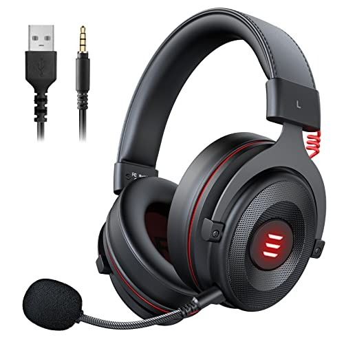 EMOSEN Gaming Headset - 7.1 Surround SoundEKSA E900Pro USB Gaming Headset for PC, Wired Headpones with Detachable Noise Cancelling Mic, 7.1 Surrond Sound, LED Light, Over-Ear Gaming Headphones for S5/PS4/Xbox One/Switch/Laptop/Mac (Category: Headphones & Headsets) located in Singapore. Submitted by plentiful88 (Listing ID 1378534363, Image 3). Description: EMOSEN gaming headset with virtual 7.1 surround sound. Compatible with PC, laptop, Xbox One