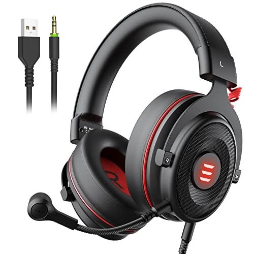 EMOSEN Gaming Headset - 7.1 Surround SoundEKSA E900Pro USB Gaming Headset for PC, Wired Headpones with Detachable Noise Cancelling Mic, 7.1 Surrond Sound, LED Light, Over-Ear Gaming Headphones for S5/PS4/Xbox One/Switch/Laptop/Mac (Category: Headphones & Headsets) located in Singapore. Submitted by plentiful88 (Listing ID 1378534363, Image 2). Description: EMOSEN gaming headset with virtual 7.1 surround sound. Compatible with PC, laptop, Xbox One