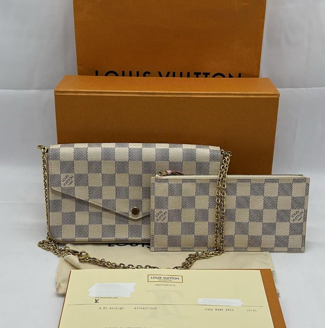 Excellent LV Felicie GM Damier Azur GHW Chip 2021 incl rec, tag