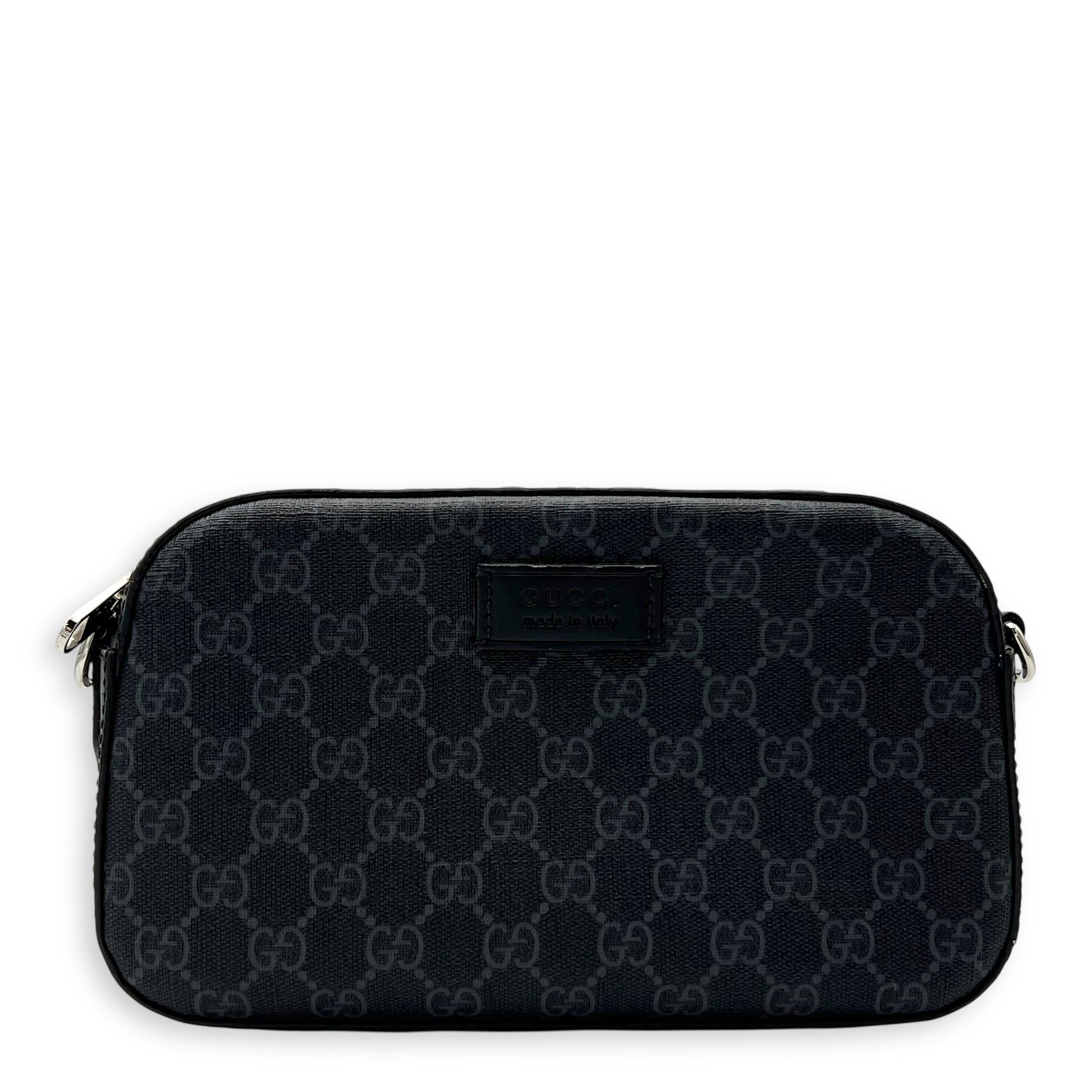 Gucci GG Supreme Black Crossbody Bag in Coated Canvas, Silver hardware (Category: Bags & Wallets) located in Singapore. Submitted by carousellluxury (Listing ID 1378630100, Image 1). Description: SKU S2506-006893AN Material Coated Canvas Color Black Hardware Silver Strap Included, detachable Dimension (L)24cm x (H)14.5cm x (W)7cm Accessories strap Series 574886 525040 Circa Est NA Microchipped FALSE PS: Available for Private-Viewing, Standard and