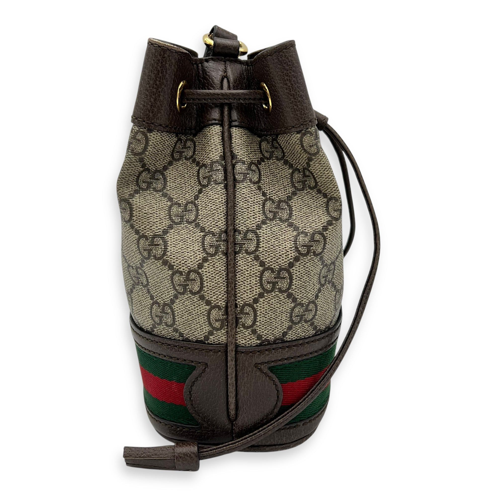 Gucci Ophidia Brown Bucket Bag in Monogram Coated Canvas, Gold hardware (Category: Bags & Wallets) located in Singapore. Submitted by carousellluxury (Listing ID 1378611549, Image 3). Description: SKU S2502-004651VZ Material Monogram Coated Canvas Color Brown Hardware Gold Strap Included, non-detachable and adjustable Dimension (L)16cm x (H)19.5cm x (W)9.5cm Accessories Original Box, Series 550620 498879 Circa Est NA Microchipped FALSE PS: Availa