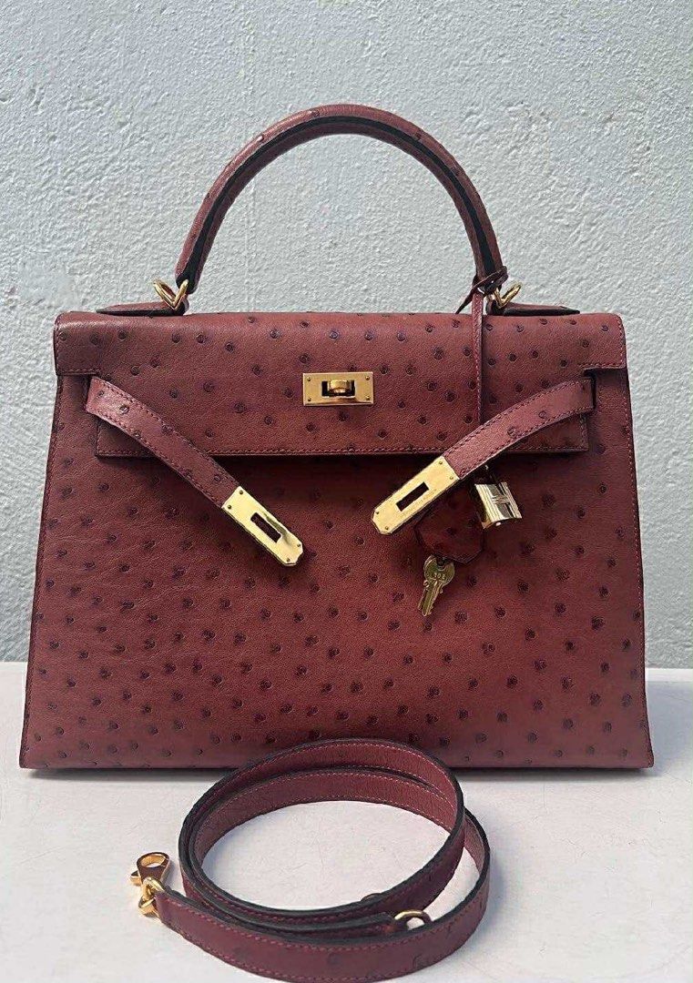 Hermes Kelly 32 (Category: Luxury Bags & Wallets) located in Quezon City. Submitted by spron78 (Listing ID 1378560195, Image 1). Description: 1.2M Excellent Condition Hermes Kelly 32 Ostrich Rouge H GHW Stamp I Comes with dustbag, box & paperbag Meet up: Estancia mall.