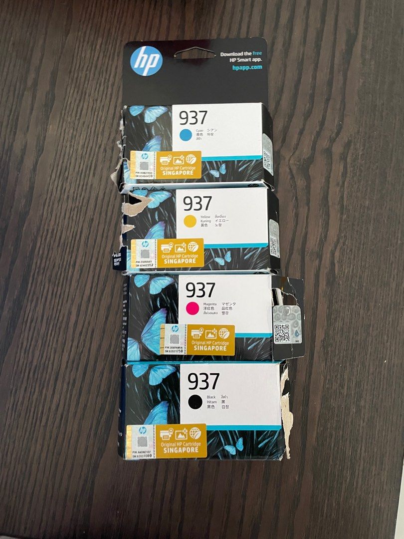 HP Ink Cartridge Black, Magenta, Cyan and yellow (Category: Printers, Scanners & Copiers) located in Singapore. Submitted by rpkarthii (Listing ID 1378536536, Image 3). Description: Black - $ 40 Magenta - $20 Cyan - $20 Yellow -$20 All four 90$ Hp cartridge black,Magenta, Cyan and yellow. Bought it in Courts Tampines. We bought wrongly. This one is incompatible for our printer. So we are selling this. New one but box opened. Not used. Original pr