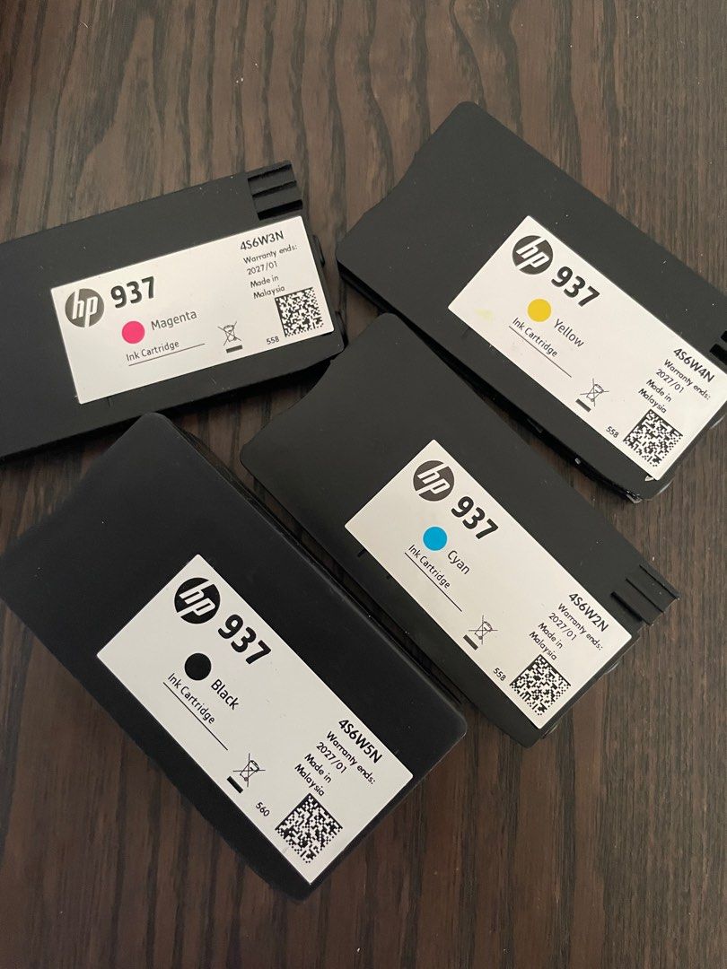 HP Ink Cartridge Black, Magenta, Cyan and yellow (Category: Printers, Scanners & Copiers) located in Singapore. Submitted by rpkarthii (Listing ID 1378536536, Image 1). Description: Black - $ 40 Magenta - $20 Cyan - $20 Yellow -$20 All four 90$ Hp cartridge black,Magenta, Cyan and yellow. Bought it in Courts Tampines. We bought wrongly. This one is incompatible for our printer. So we are selling this. New one but box opened. Not used. Original pr