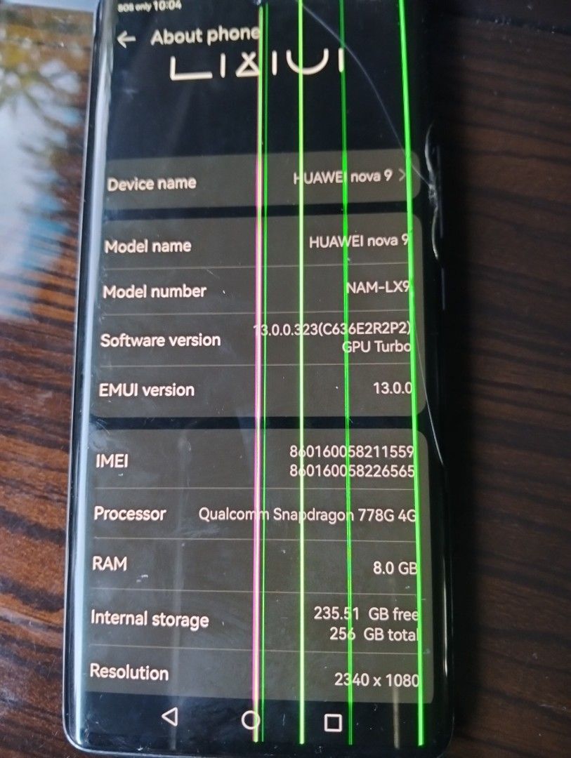 Huawei nova 9 (Category: Huawei) located in Makati City. Submitted by donald1983 (Listing ID 1378547186, Image 3). Description: issue: my green line my crack LCD smooth pa DN gamitin.
