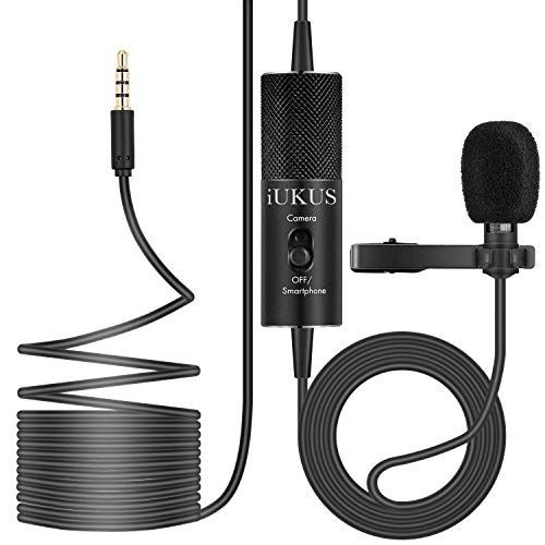 iUKUS Lavalier Microphone for Camera/SmartphoneLavalier Microphone, IUKUS Professional Clip-on Lapl Mic Omnidirectional Condenser Lavalier Microphone ith 6M/19FT Cord for Camera/Smartphone63221782528131112