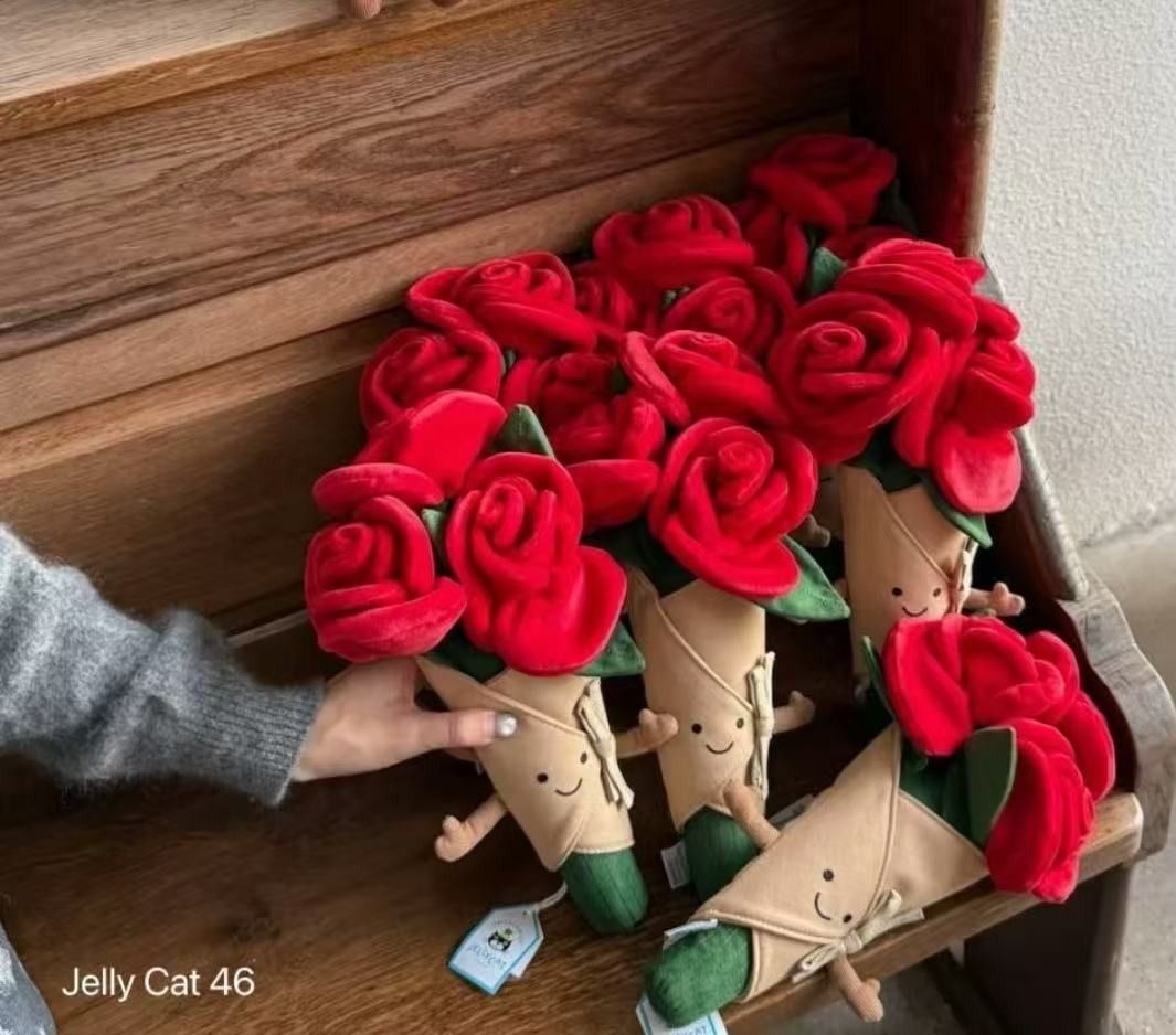 Jellycat Amuseable Red Rose Bouquet, Hobbies & Toys, Toys & Games on ...