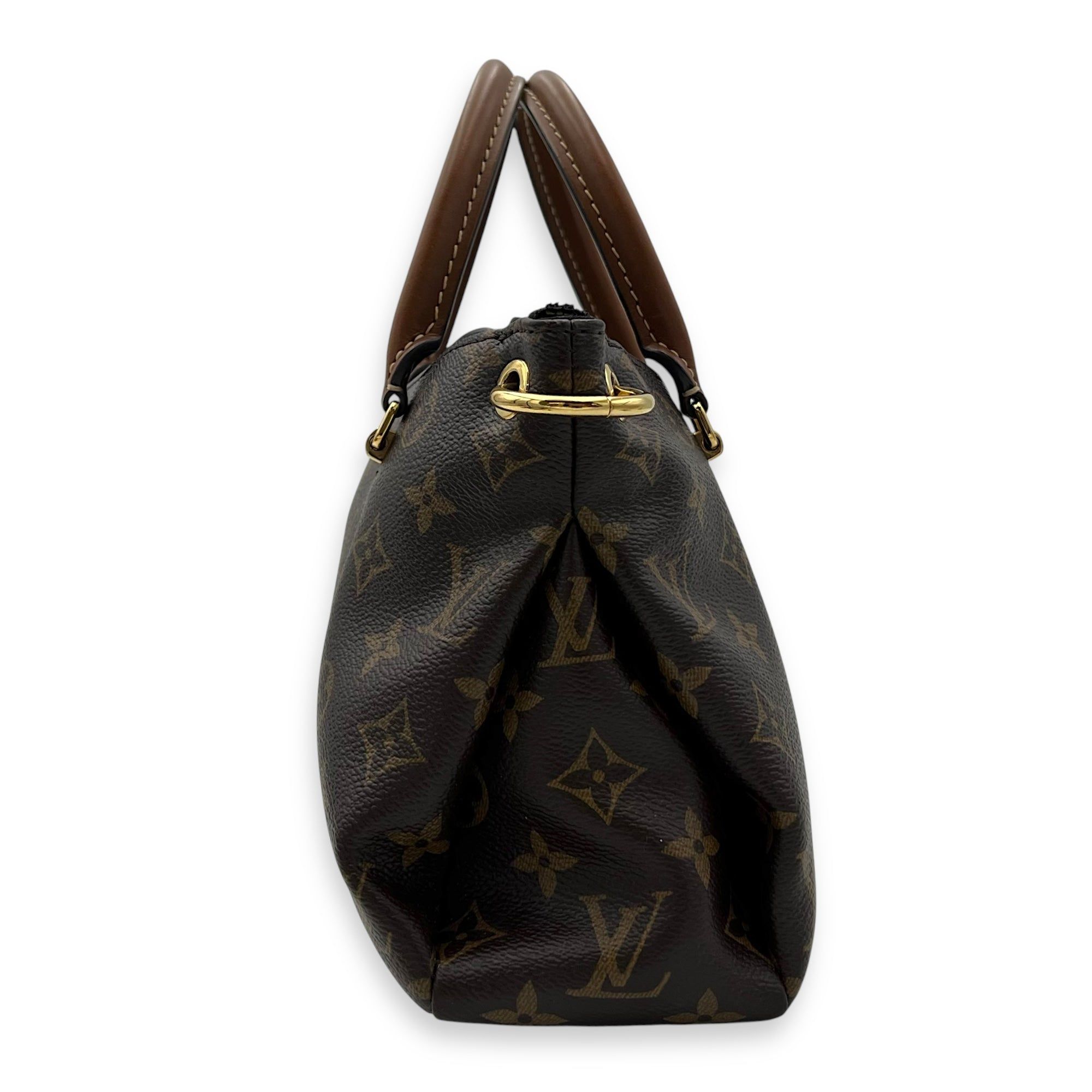 Louis Vuitton Pallas BB Brown Top Handle Bag in Monogram Coated Canvas, Gold hardware (Category: Bags & Wallets) located in Singapore. Submitted by carousellluxury (Listing ID 1378628956, Image 3). Description: SKU S2506-006868AN Material Monogram Coated Canvas Size BB Color Brown Hardware Gold Strap Included, detachable Dimension (L)27cm x (H)19cm x (W)9cm Accessories Care Card, strap Series SP4115 Circa Est 2015 Microchipped FALSE PS: Available
