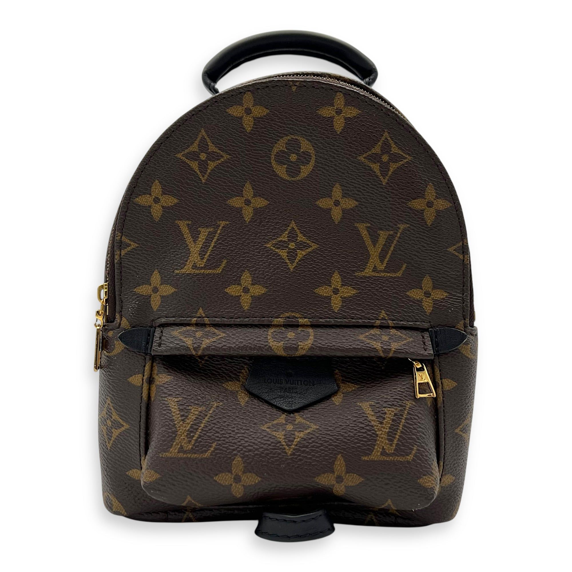 Louis Vuitton Palm Springs Mini Brown Backpack in Monogram Coated Canvas, Gold hardware (Category: Bags & Wallets) located in Singapore. Submitted by carousellluxury (Listing ID 1378586015, Image 1). Description: SKU S2506-006870AN Material Monogram Coated Canvas Size Mini Color Brown Hardware Gold Strap Included, detachable and adjustable Dimension (L)16cm x (H)21cm x (W)8cm Accessories Dust Bag, Original Box, Care Card, Series NA Circa Est NA M