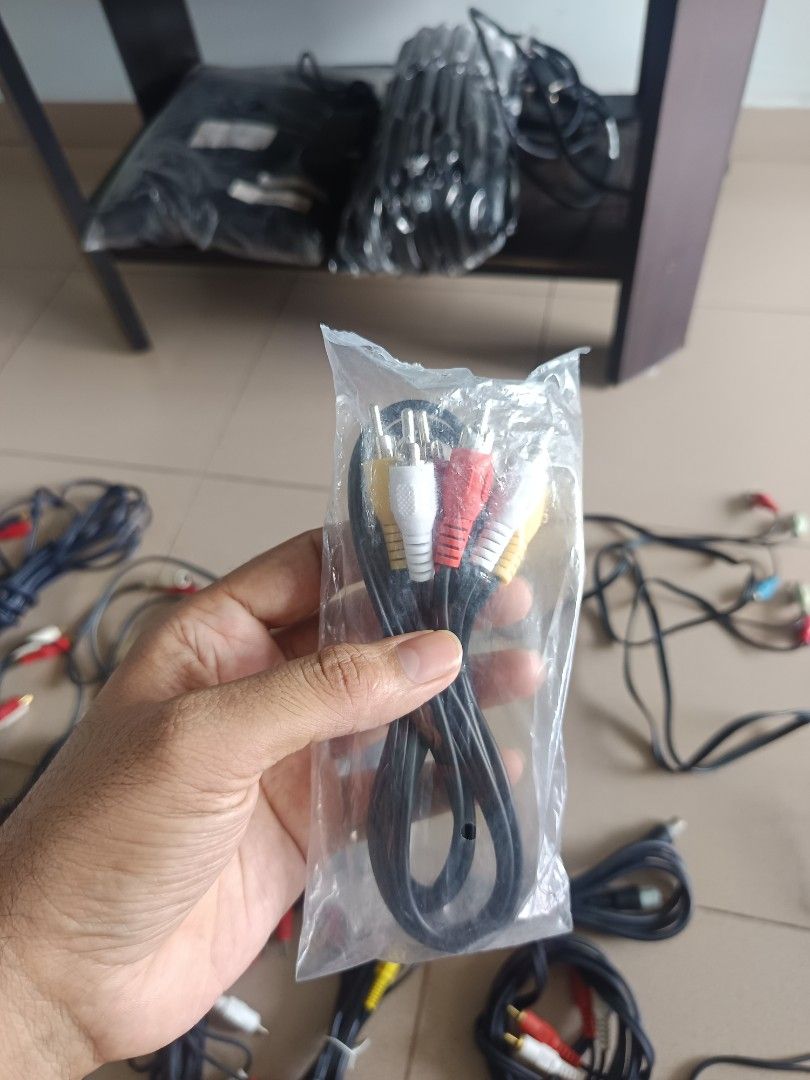Multiple RCA AUDIO video cables and other audio cables with 3.5 mm jack also.63208338544257112