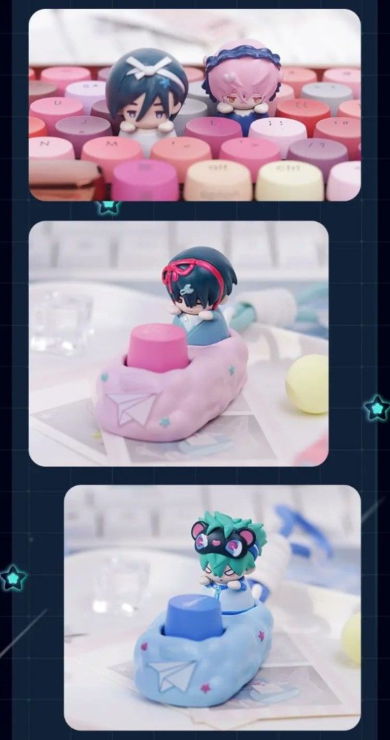 Official Alien Stage Mechanical Keycaps Keychain Version 2 Blind Box (Category: Computer Keyboard) located in Paranaque City. Submitted by nischmweh (Listing ID 1378598265, Image 3). Description: All in price except lsf! MOP: Gcash MOD: J&T or LALAMOVE 1 Random - ₱400 Set of 6 - ₱2400 ETA: 2-4 Weeks after it's been released by the shop.