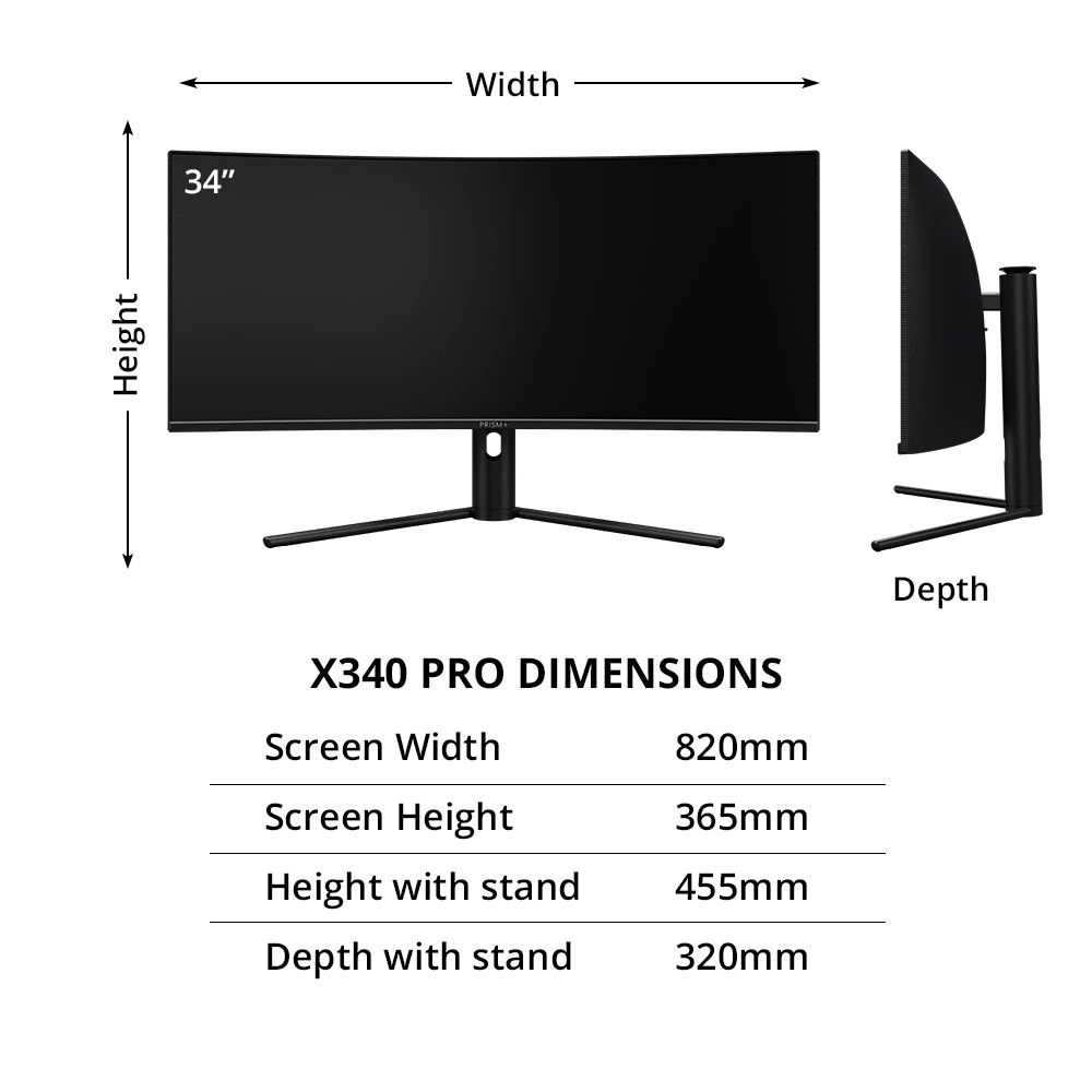 PRISM+ X340 PRO | 34" UWQHD Ultrawide Curved Gaming Monitor 1ms  [3440 x 1440] Adaptive Sync Gaming Monitor63075189283842113