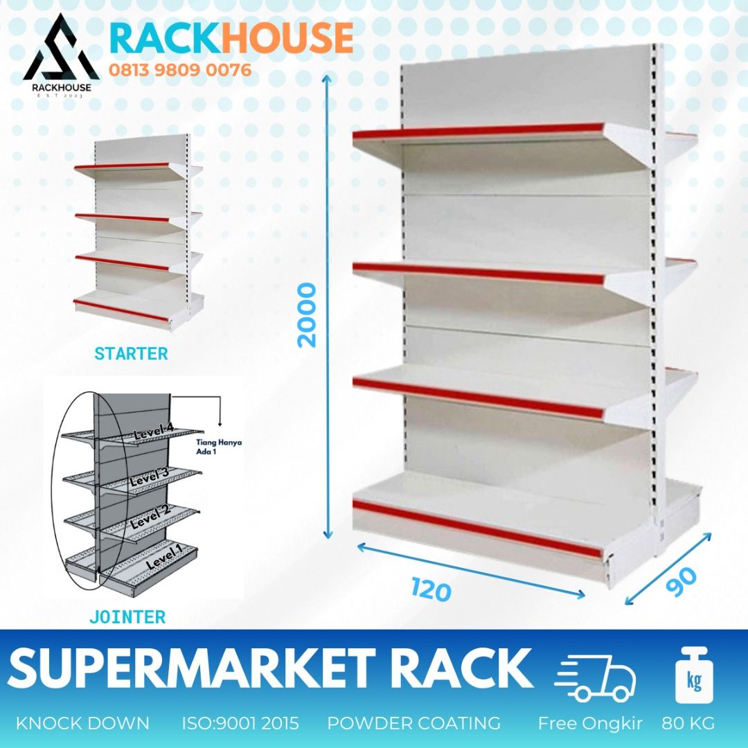 Rak Supermarket Double - Rak Display Produk - Rak Swalayan - Rak ...