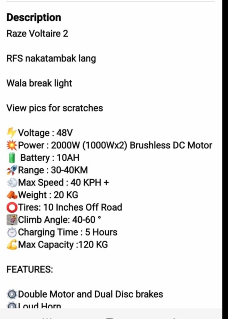 Raze Voltaire 2 (Category: Skates, Rollerblades & Scooters) located in Manila. Submitted by liet21 (Listing ID 1378704796, Image 1). Description: rfs need emergency funds.