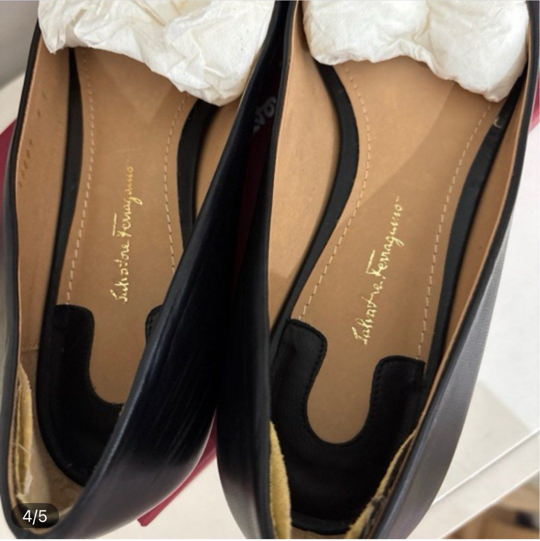 Salvatore Ferragamo Vara Bow Flats - Black (Category: Flats) located in Singapore. Submitted by greinoreoma (Listing ID 1378587641, Image 2). Description: Size 8C Elegant Salvatore Ferragamo Vara Bow flats in black. Features the iconic Vara bow detail with a gold-tone buckle. Includes original packaging. Perfect for adding a touch of sophistication to any outfit..
