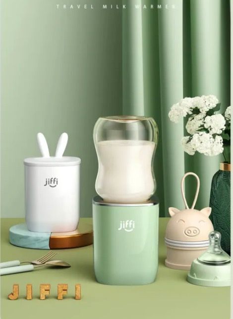 (SG Seller) Jiffi Portable Milk Bottle Warmer 3.0 green & white (Category: Breastfeeding & Bottle Feeding) located in Singapore. Submitted by winnietyc86 (Listing ID 1378646060, Image 1). Description: Latest model, Jiffi bottle warmer 3.0, let your baby have warm milk wherever you go! Saving you the hassle of lugging thermomflask or looking for hot water point. PRODUCT SPECIFICATIONS: 😊Heats Water & Breastmilk 😊On-The-Go feeding, Night feed and