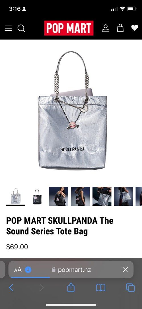 SKULLPANDA silver tote bag (Category: Luxury Bags & Wallets) located in Cavite. Submitted by vvvv.store (Listing ID 1378717507, Image 1). Description: only used once originally price 3.9k.
