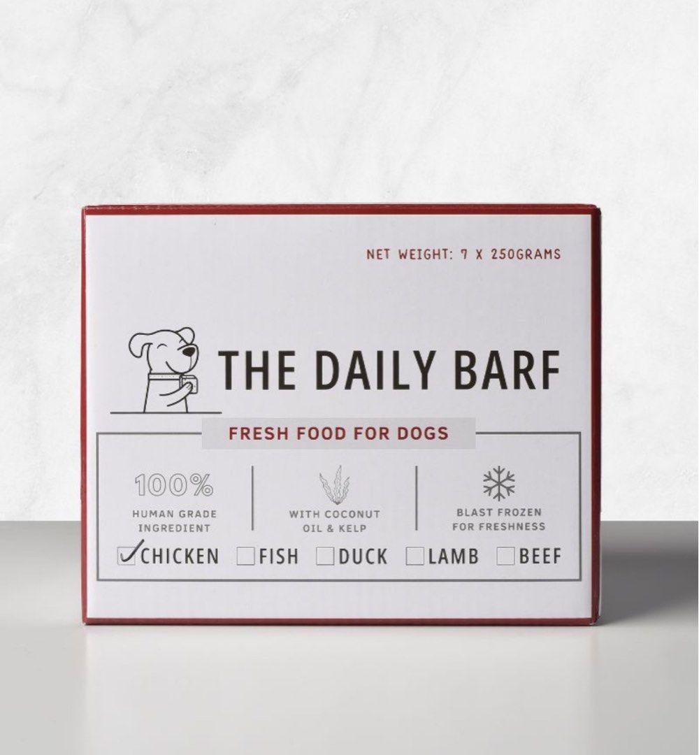 The Daily Barf Fresh Dog / Cat Food (Category: Pet Food) located in Singapore. Submitted by uncle.travel (Listing ID 1378647209, Image 2). Description: Made with human-grade ingredients and blast frozen for freshness. Each box contains 7 servings. Give Your Pets the Nutrition They Deserve Fuel your furry friend with biologically appropriate raw food and wholesome dehydrated treats—made to match their natural diet and support lifelong health. Each
