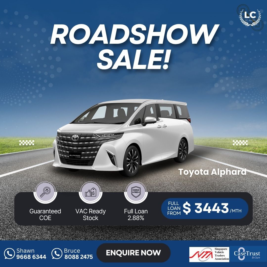 Toyota Alphard 2.5Z Hybrid (Category: Used Cars) located in Singapore. Submitted by lc.auto (Listing ID 1378681814, Image 1). Description: 🚨 BRAND NEW TOYOTA ALPHARD 2.5 Z HYBRID – LUXURY MPV WITH FULL SPEC 🚨 🆕 Ultimate Comfort, Cutting-Edge Technology & Hybrid Efficiency Experience executive travel at its finest with the Toyota Alphard 2.5 Z Hybrid Full Spec — packed with top-tier features designed for comfort, convenience, and safety. The pe