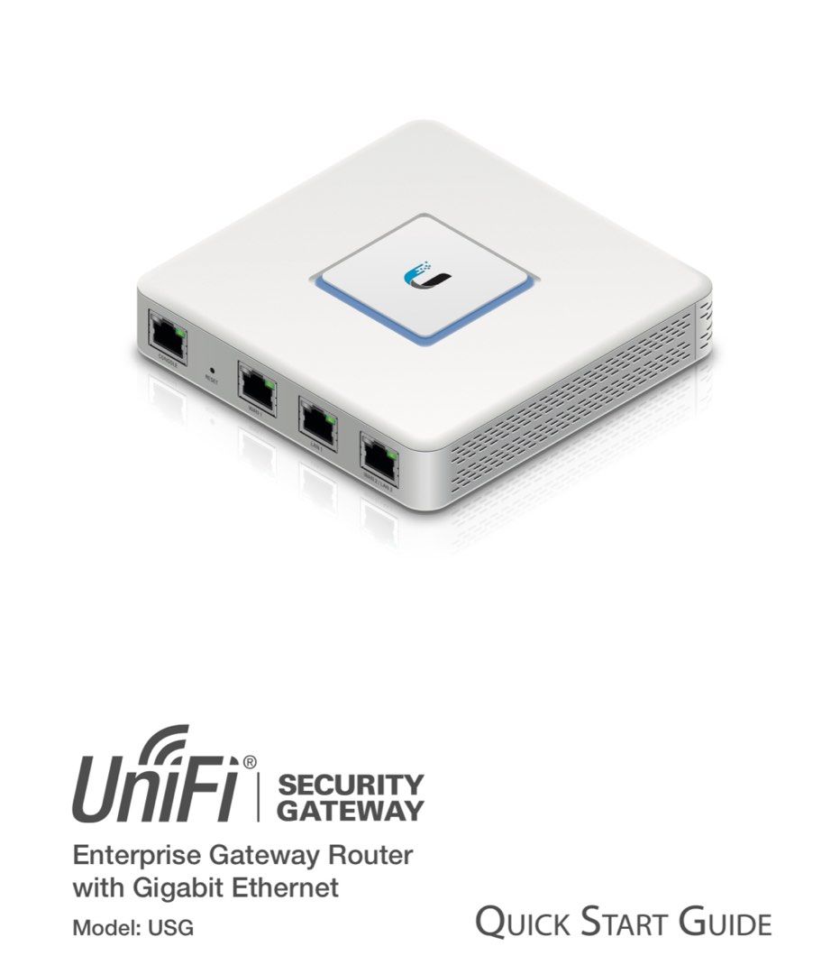 Ubiquiti UniFi Security Gateway (USG) (Category: Networking) located in Singapore. Submitted by cavijayan (Listing ID 1378643848, Image 1). Description: Ubiquiti UniFi Security Gateway (USG). Enterprise gateway router with Gigabit Ethernet. Includes Quick Start Guide. Perfect for home or small business network security. Comes with device and power cable. Box looks a little dirty from storage..