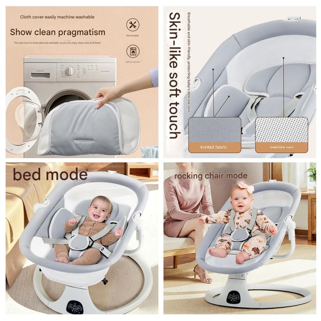2-in-1 Smart Baby Cradle & Bed Electric Folding Automatic (Category: Parents, Babies, & Kids - Others) located in Sydney. Submitted by shoplyhub1 (Listing ID 1378769612, Image 2). Description: This DEAREST BABY cradle is a 2-in-1 design, functioning as both a cradle and a bed. Features include 5-speed swing adjustment, 2-level backrest adjustment, and a smart touch screen. It also has built-in music and Bluetooth connectivity. The cloth cover is 