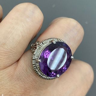 日本銀匠店搜回 11.88卡拉天然紫水晶巨石純銀925介男女同款64215241540865110