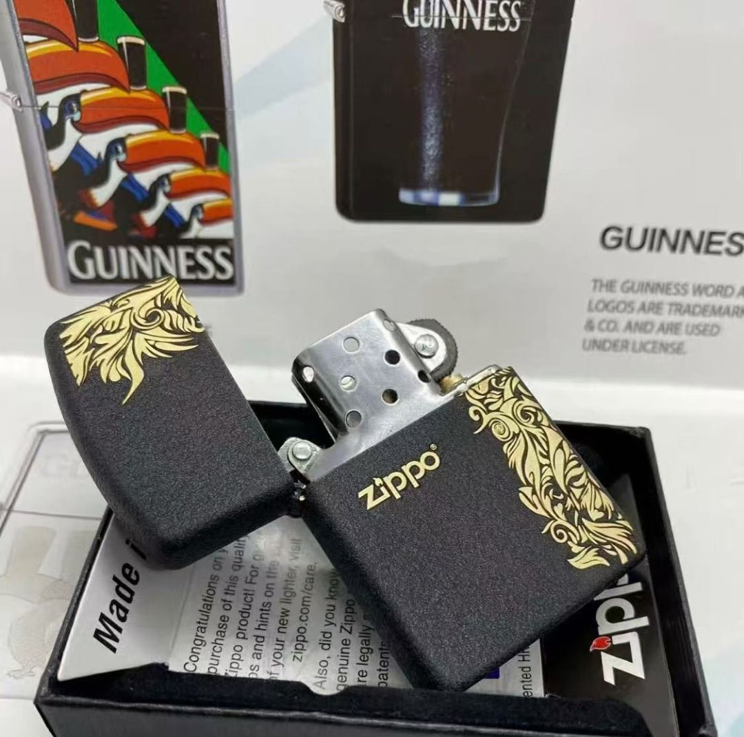 🌈 Zippo 黑磨砂富貴繁花圖案全新煤油打火機黑色, 興趣及遊戲