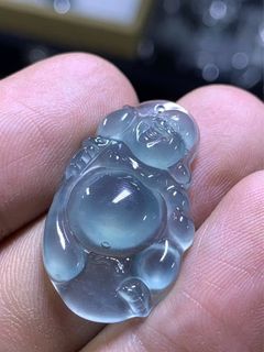 天然A貨翡翠高冰起光起鋼立體精工佛公吊墜64221337189377110