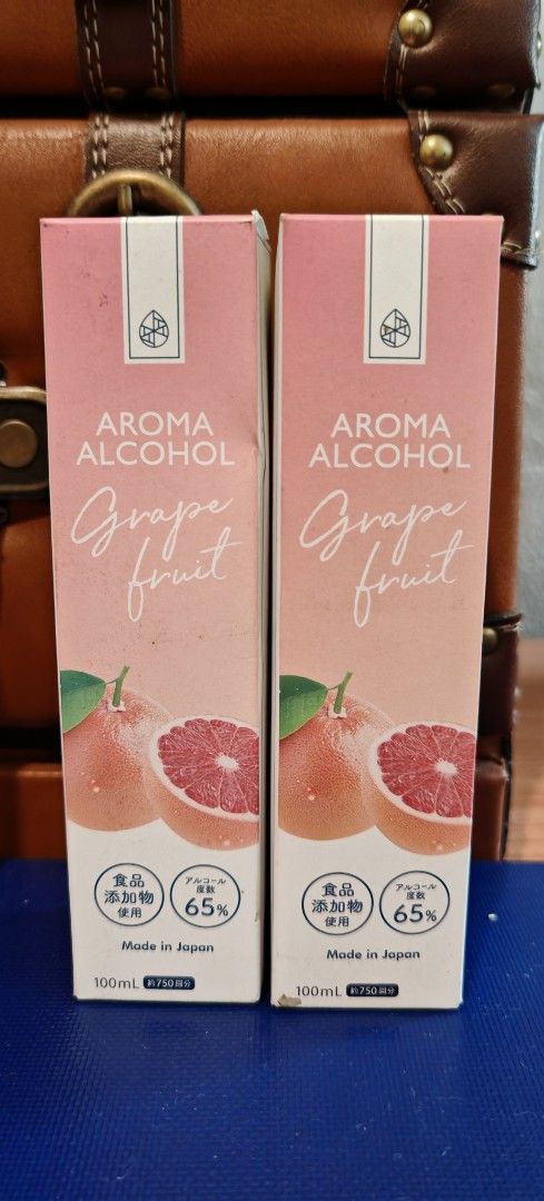 Aroma Alcohol Grapefruit 100ml (from Japan 🇯🇵) (Category: Sanitizers & Disinfectants) located in Binan City. Submitted by anime_finds (Listing ID 1378906079, Image 1). Description: ₱650 each ₱1,200 for both.