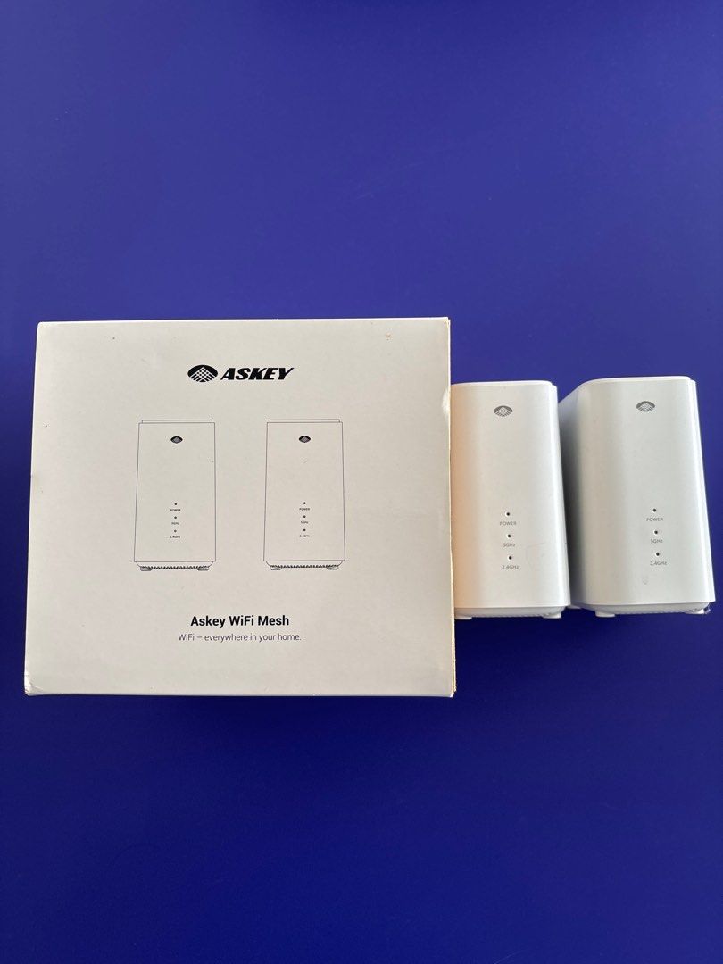 Askey WiFi Mesh System (Category: Networking) located in Singapore. Submitted by suri2017 (Listing ID 1378763290, Image 1). Description: - Askey WiFi Mesh system - Provides seamless WiFi coverage. - Includes 4 mesh units. - Comes with the original box. - Easy to set up and expand. - Eliminates WiFi dead zones. - Enjoy fast and reliable internet..