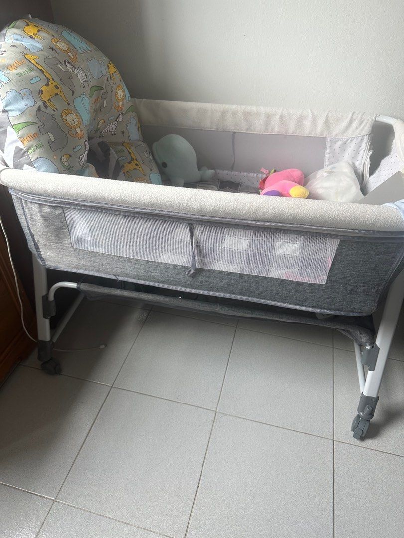 Baby Cot (Category: Cots & Cribs) located in Singapore. Submitted by mahajanishan (Listing ID 1378733358, Image 1). Description: Baby cot bought 7 months back but used by baby only for a week as used to sleep on bed with mum . Got a new additional mattress too big and soft along with this bought separately .