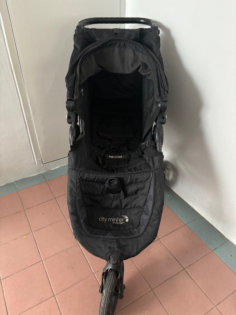 Baby Jogger City Mini GT (Category: Strollers) located in Singapore. Submitted by fruitfullyblessed (Listing ID 1378750618, Image 1). Description: Well-used for about a year when my toddler goes to playground and also when trying to nap but still have lots of life. Very smooth manoeuvring and can be used up to 65lb. Huge basket capacity and easy to fold. The back rest velcro though is kind of torn but can be sewn for tighter grip. The original pl