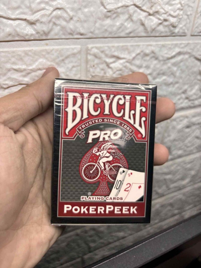 Bicycle Pro Pokerpeek Playing Cards (Category: Board Games & Puzzles) located in Quezon City. Submitted by geebee.ramirez (Listing ID 1378912975, Image 1). Description: Level up your game nights with these playing cards. While these lean towards Poker, these are sure to amp up any other card game as well! Great for doing magic, practicing cardistry, or playing table top games :).