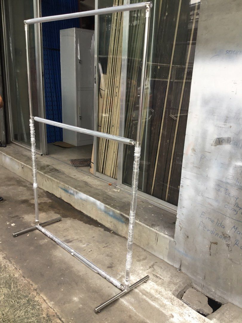 Clothing Rack with 2 hanging Bar (Category: Clothes Drying Rack) located in Manila. Submitted by shelvesanddisplay (Listing ID 1378741301, Image 3). Description: Size: 120cm lenght x 50cm depth x 180cm height Material: stainless Color: silver Shelves and Display 1449 Pres. Quirino Ave., cor. Pedro Gil St. Paco, Manila (Beside of “A Taste of Italy”) 09177268814 / 09177269749 Look for Mhars or Allyza.
