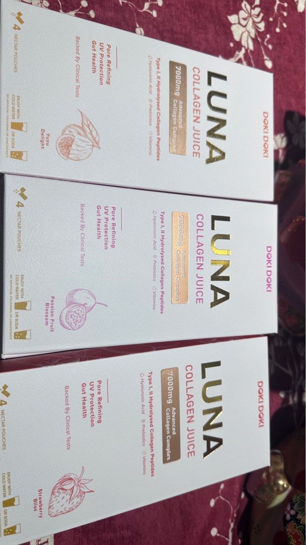 Doki doki collagen juice (Category: Vitamins & Supplements) located in Singapore. Submitted by d+n (Listing ID 1378754836, Image 1). Description: Brand new Expiry may 2025 3 flavor available , each 2 boxes 1) strawberry bliss 2) passionfruit blossom 3)yuzu delight 1 box $12.90 3 box $36.00 6 box $$72 Meet at Serangoon, Little India, Bishan, Paya Lebar mrt Or add delivery at $5.
