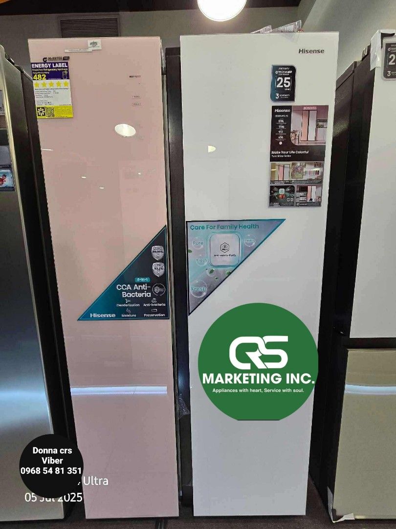 Hisense side by side (Category: Refrigerators and Freezers) located in Manila. Submitted by donnasagao03665 (Listing ID 1378816717, Image 2). Description: 💚 HISENSE SIDE BY SIDE REFRIGERATOR NO FROST INVERTER / HISENSE MULTIDOOR REFRIGERATOR 💚 RC65WS 18.3 cuft - 30,900 RS688N2PW-PU 18.3 cuft - 44,300 RQ768N2PW-KU 21.5 cuft - 61,700 PRICE MAY CHANGE WITHOUT PRIOR NOTICE BRANDNEW AND SEALED 1 YR WARRANTY ON PARTS AND SERVICE 10 YRS WARRANTY ON CO