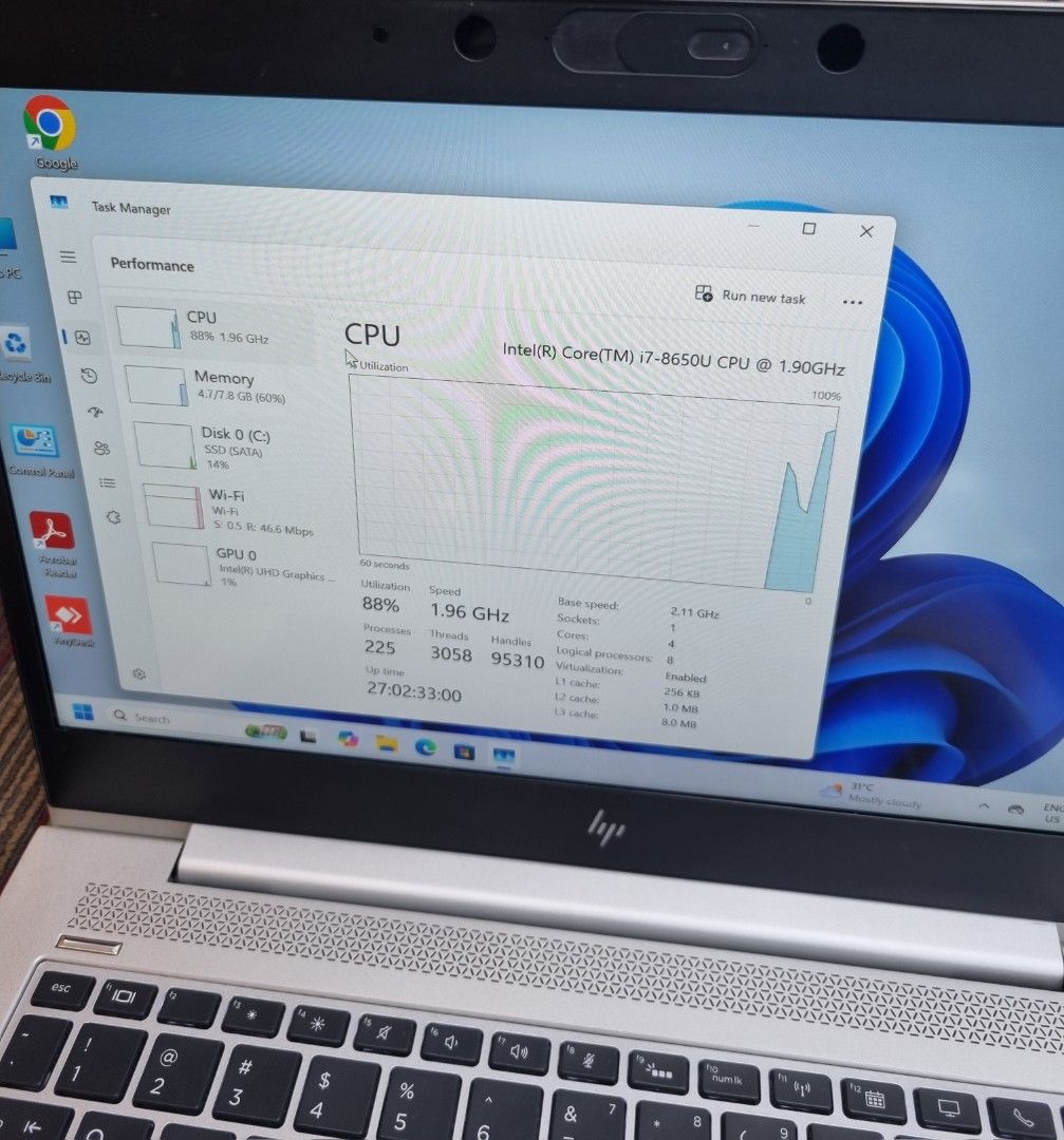 HP ELITEBOOK I7 PROCESSOR 16GB RAM LAPTOP (Category: Laptops & Notebooks) located in Singapore. Submitted by tech_laptops.sg (Listing ID 1378765750, Image 2). Description: *GOOD CONDITION *OFFER SALE *I7 PROCESSOR *8TH GENERATION *16GB RAM *256GB SSD *NICE LOOK *WIFI AVAILABLE *BLUETOOTH AVAILABLE *2X USB A PORT *TYPE-C PORT *HDMI PORT *LAN PORT *INTEL UHD GRAPHICS *BANG & OLUFSEN SPEAKER *GOOD PERFORMANCE LAPTOP *CAMERA AVAILABLE *HEADPHONE JACK