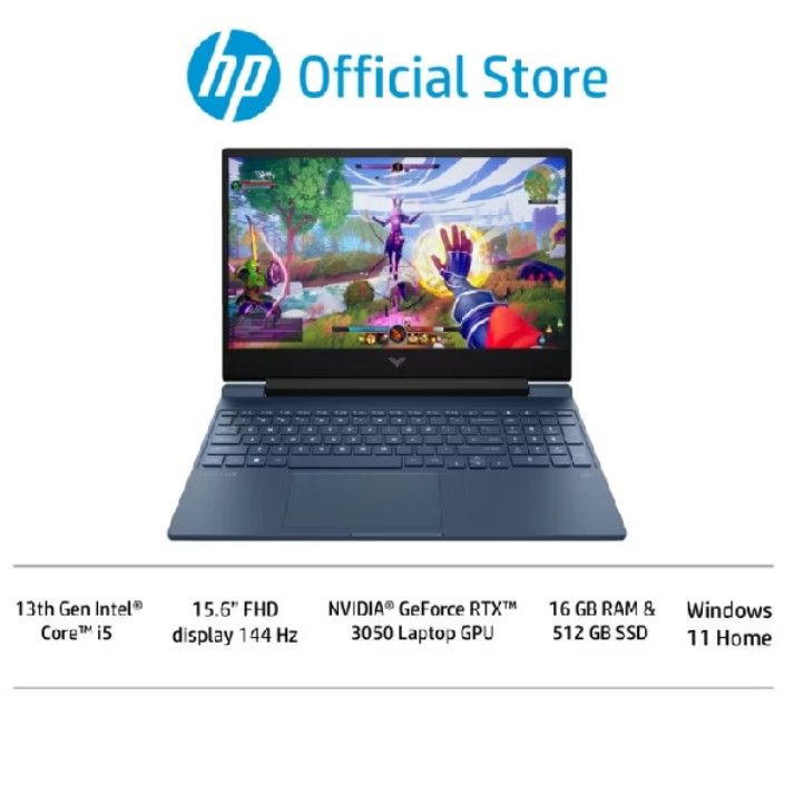 HP Victus 15 Gaming Laptop - 13th Gen Intel i5 (Category: Laptops & Notebooks) located in Singapore. Submitted by siok373586523 (Listing ID 1378885684, Image 1). Description: - Brand new HP Victus 15 gaming laptop - 13th Gen Intel Core i5 processor http://shpe.ee/30cluOrvtt - NVIDIA GeForce RTX 3050 Laptop GPU - 16GB RAM - 512GB SSD - 15.6" FHD display with 144 Hz refresh rate - Windows 11 Home.